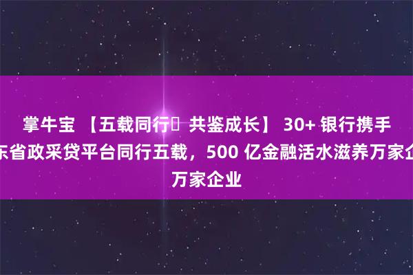 掌牛宝 【五载同行・共鉴成长】 30+ 银行携手山东省政采贷平台同行五载，500 亿金融活水滋养万家企业