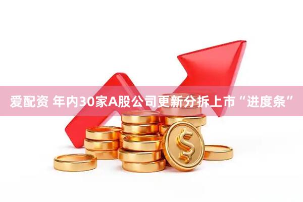 爱配资 年内30家A股公司更新分拆上市“进度条”