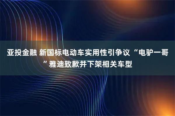 亚投金融 新国标电动车实用性引争议 “电驴一哥”雅迪致歉并下架相关车型